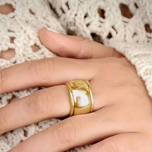 New Wide Band Smooth Polish Silver Gold Copper Band Ring /Chunky Cigar Band Ring - Picture 12 of 16